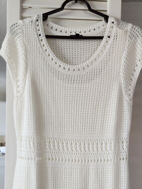 Talbots White Open-Knit Sleeveless Dress